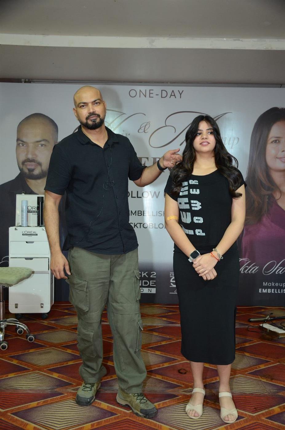 Students and models during hair workshop day